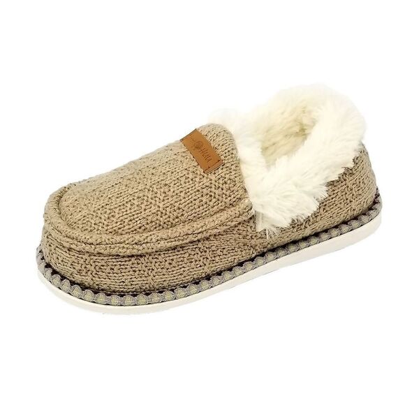GaaHuu Tan Textured Knit Moccasin Slipper Women - Picture 1 of 11